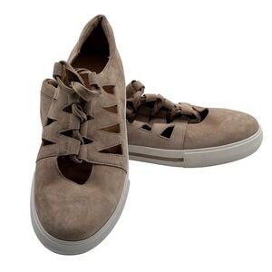 L'Amour Des Pieds Kanav Sneaker Women 9.5 Taupe Suede Cutout Lace Comfort Chic
